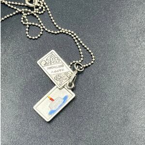 Sterling‎ 925 Vintage Happy Birthday Double Rectangle Floral
Charm Cake Necklace